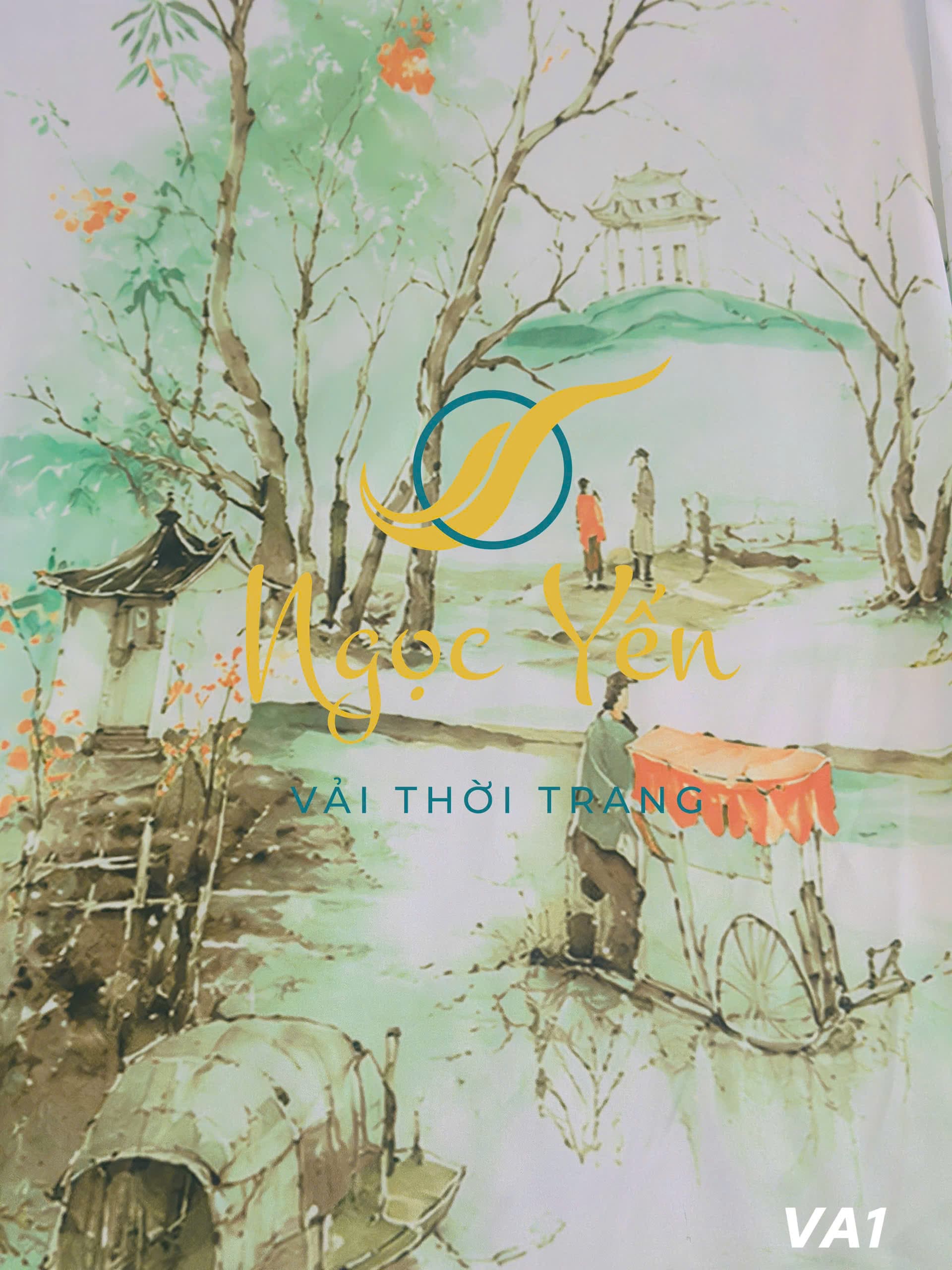 VQ1-Vải quần lụa ngọc trai trơn màu xanh rêu