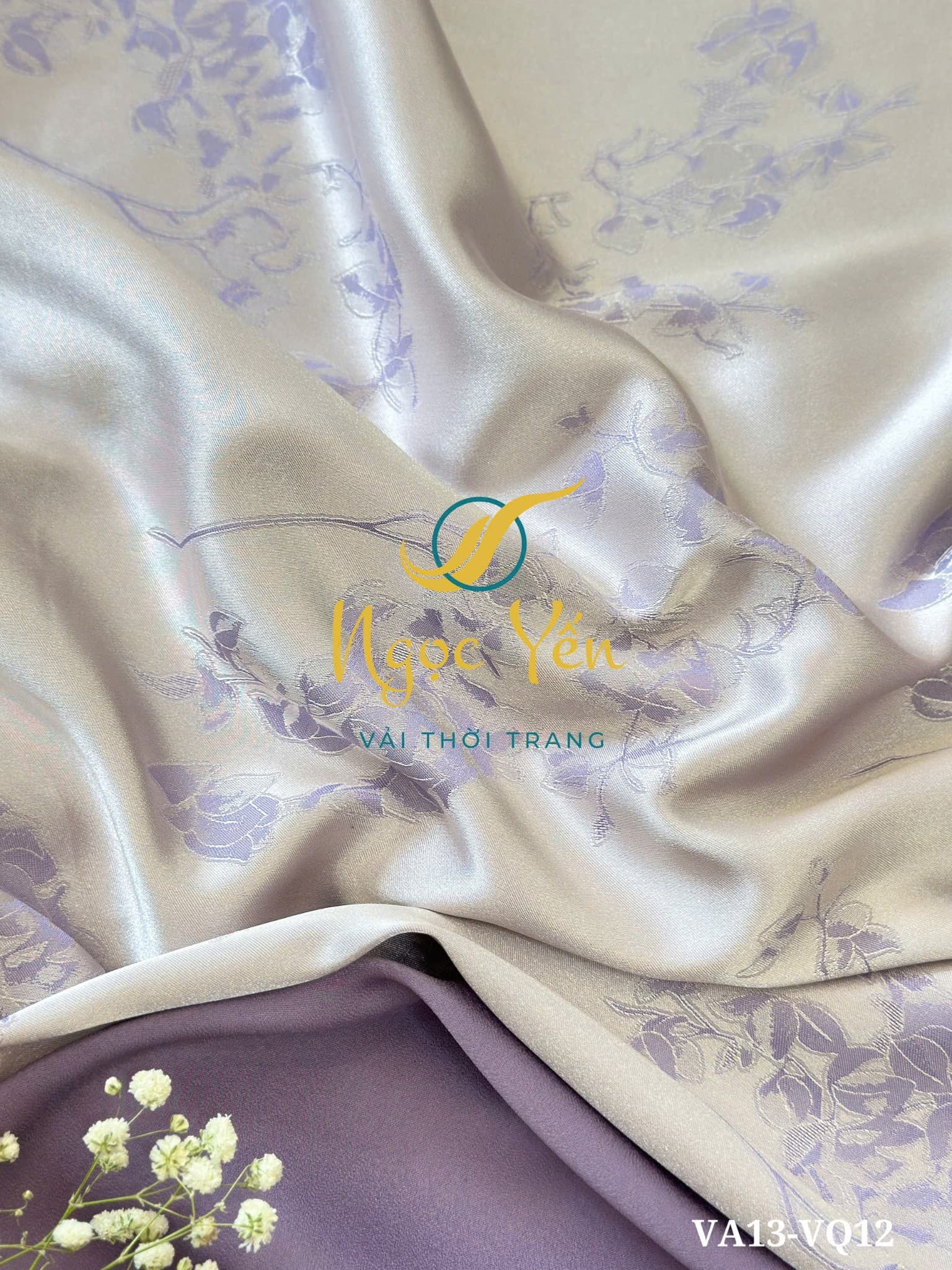 VQ12-Vải quần lụa ngọc trai trơn màu tím