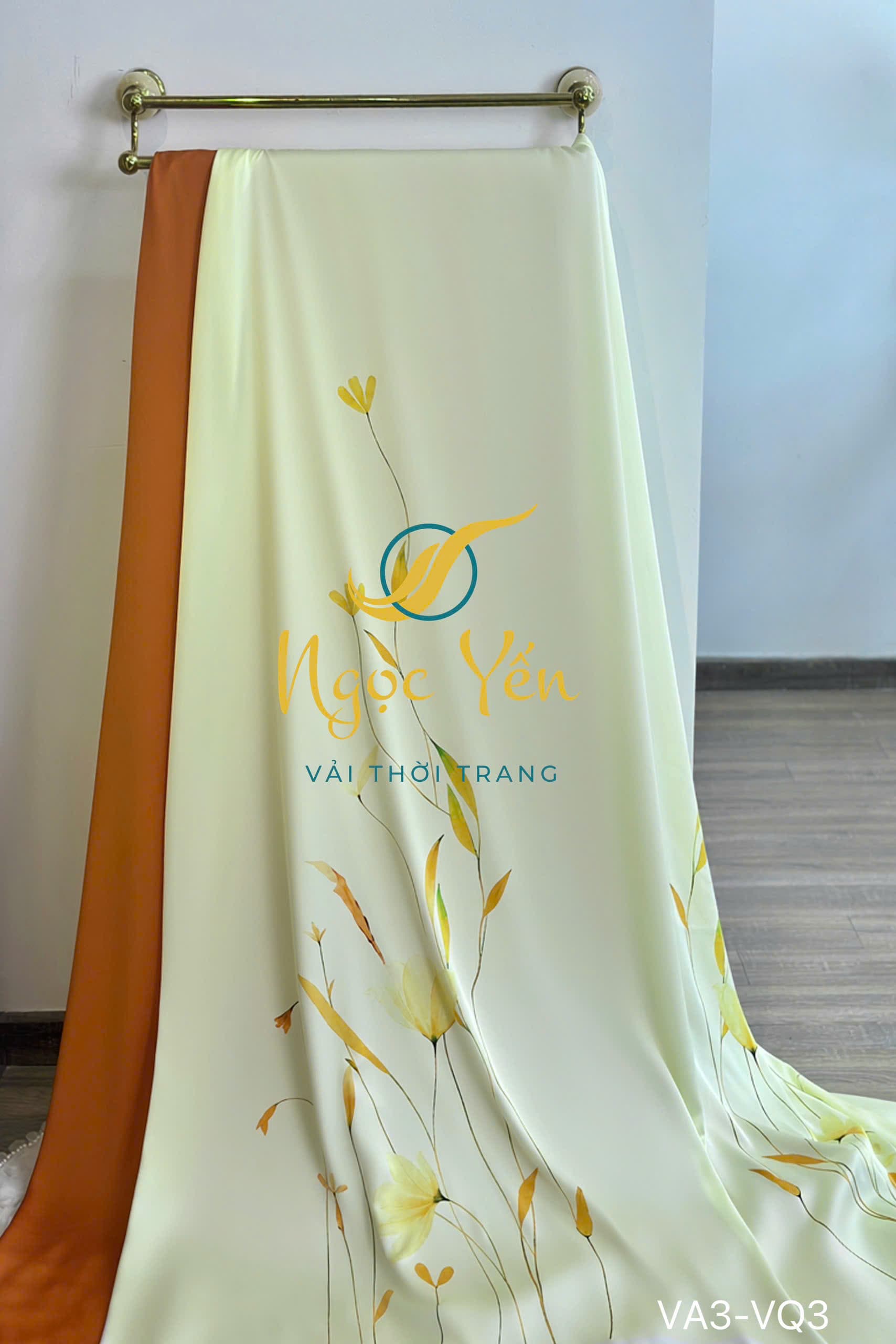 VQ3-Vải quần lụa ngọc trai trơn màu nâu cam đất