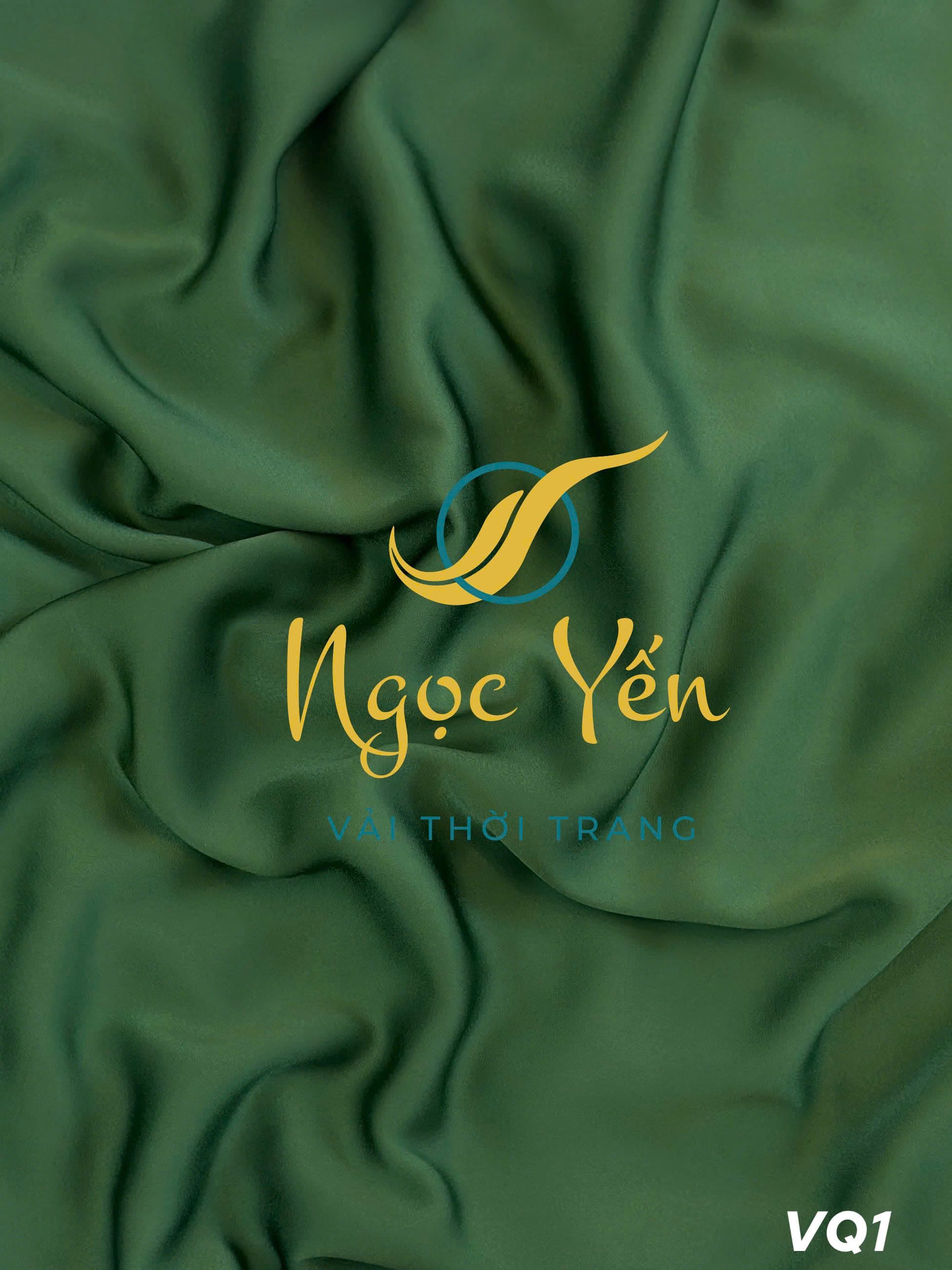 VQ1-Vải quần lụa ngọc trai trơn màu xanh rêu