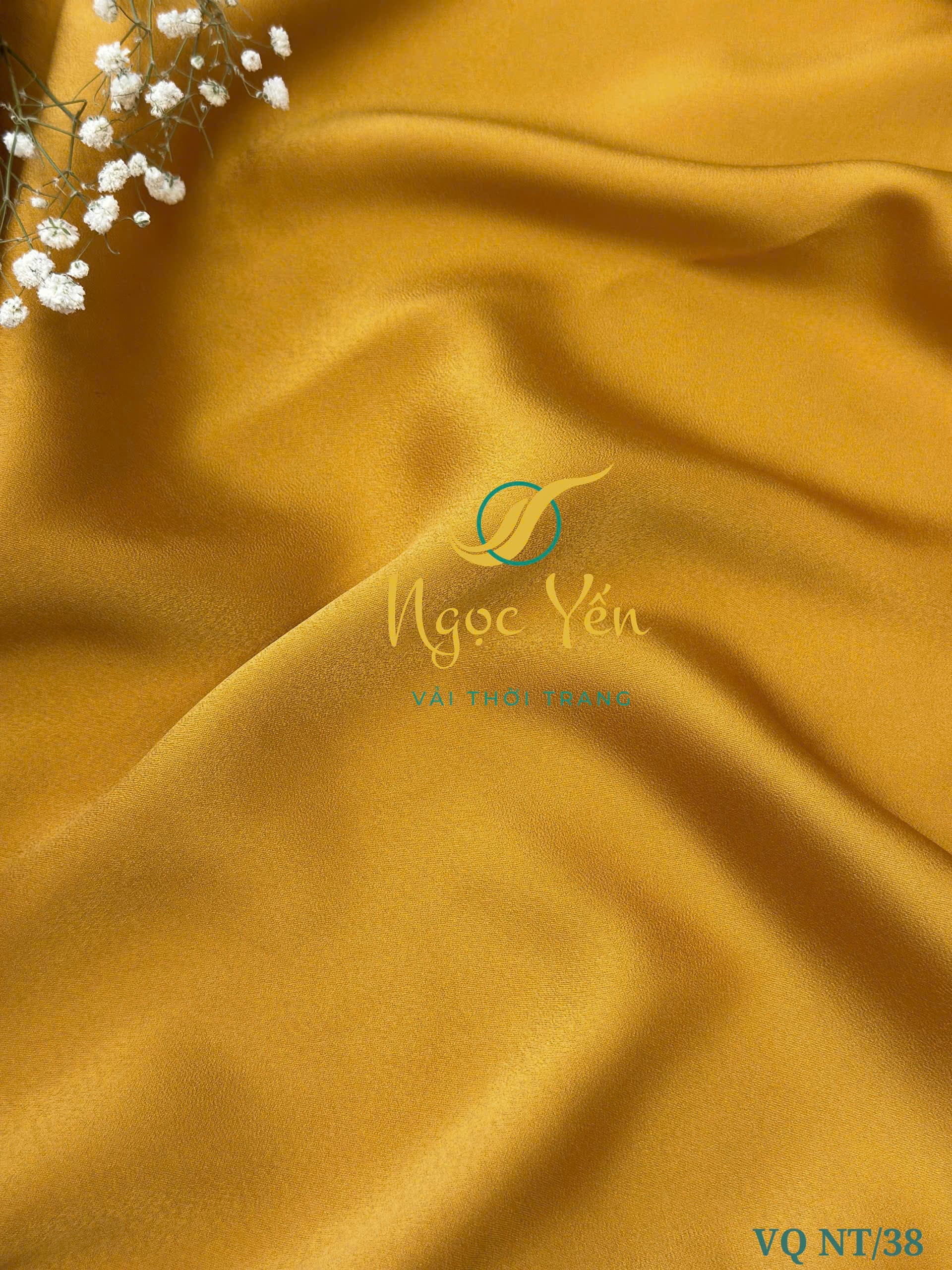 VA FG12/9-Vải áo dài tơ tencel ánh kim hoa vàng