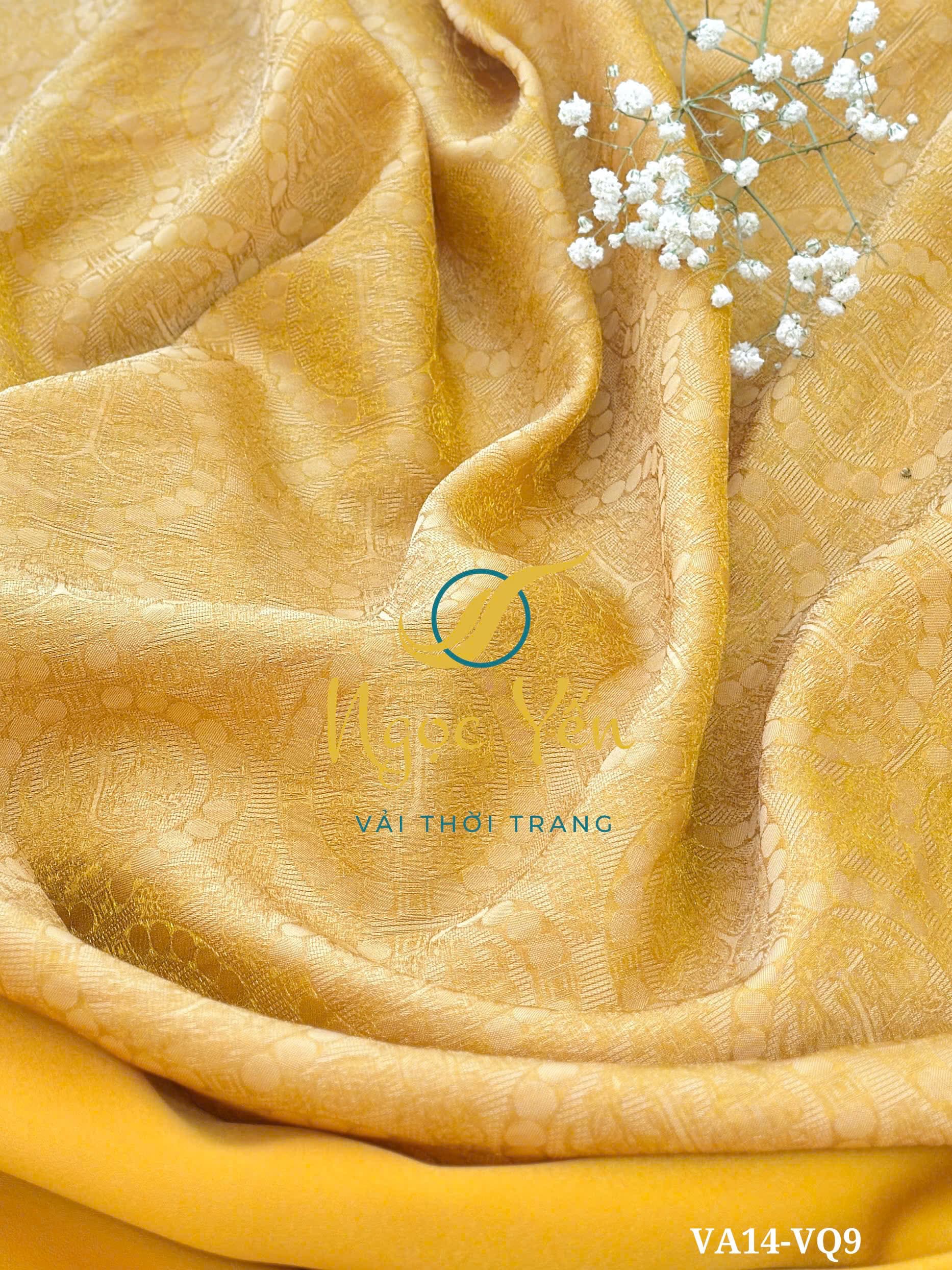 VA FG04/9-Vải áo lụa tơ tằm tencel màu vàng