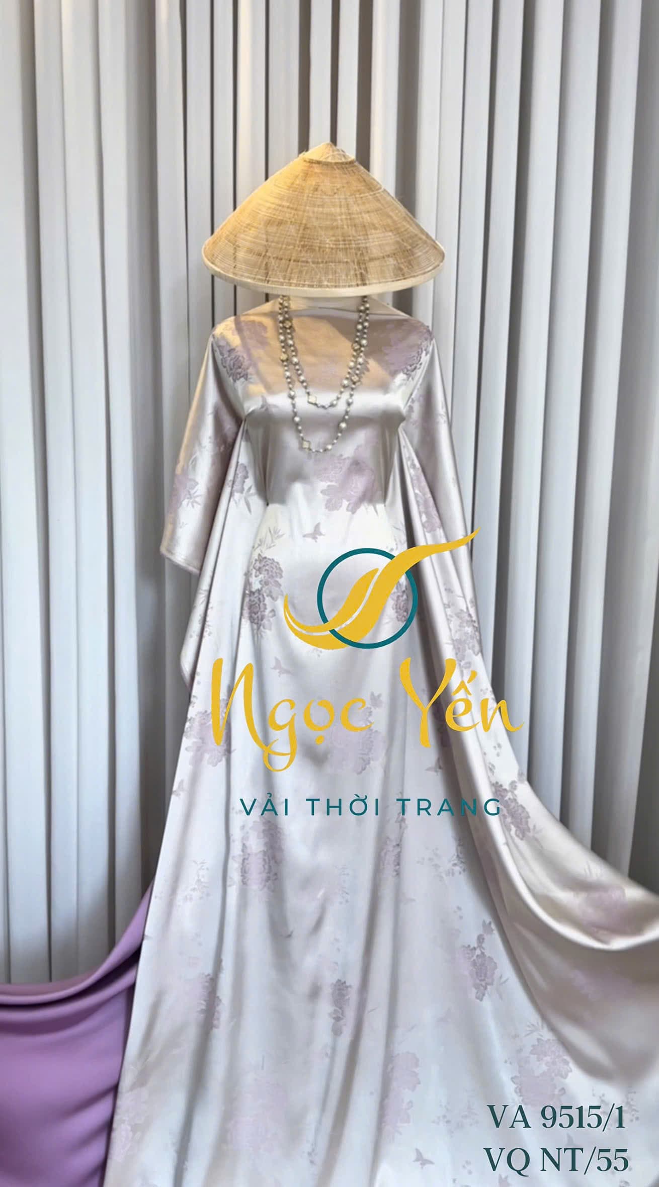 VA 9515/1-Vải áo lụa hai da họa tiết hoa bướm tím