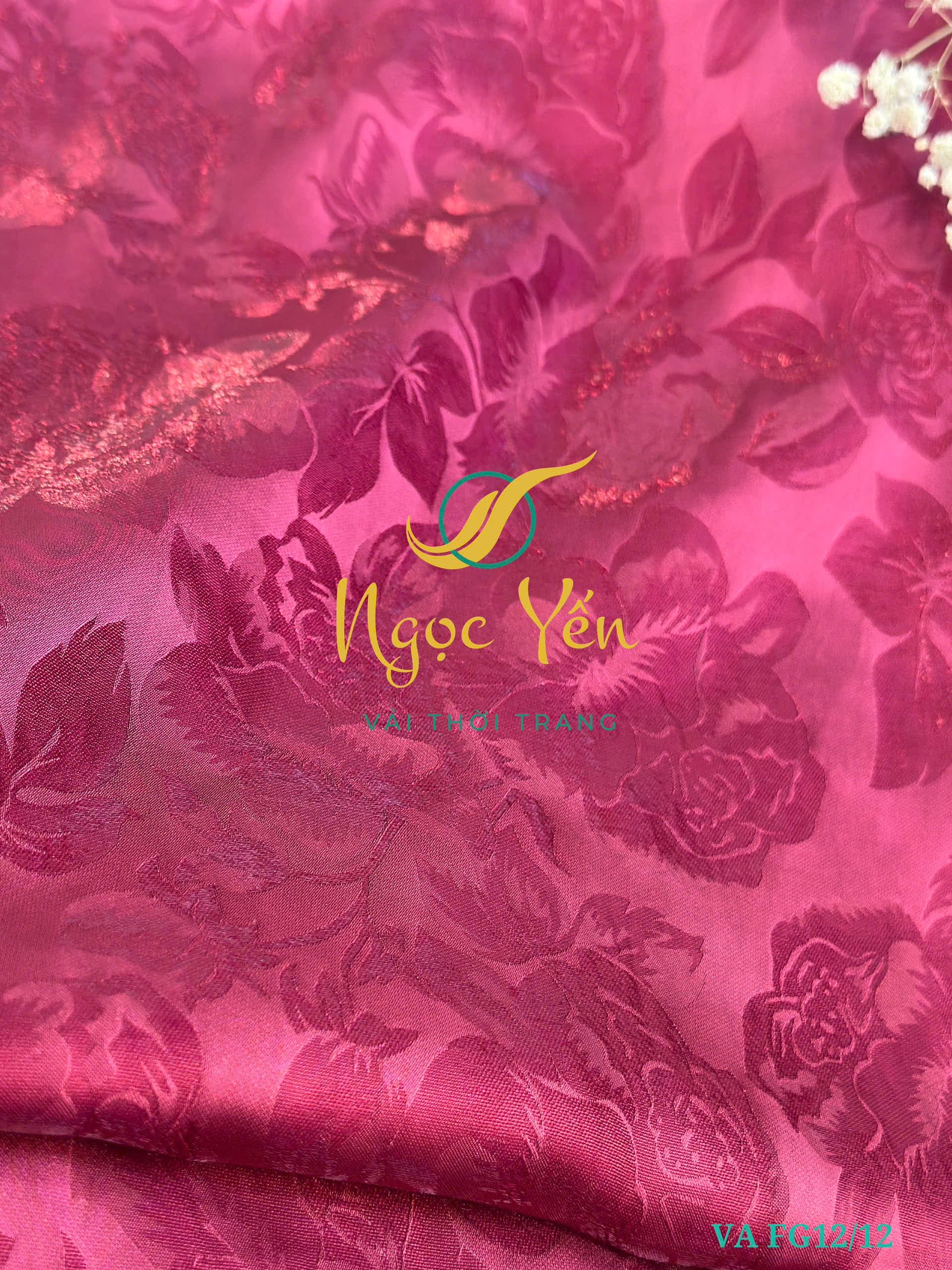 VA FG12/12-Vải áo dài tencel hoa hồng sen